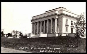 RPPC Liberty Memorial Building Bismarck North Dakota Real Photo Postcard - Picture 1 of 2