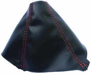 Fits 08-14 Dodge Challenger Real Leather Manual Shift Boot Black w/Red Stitch - Bild 1 von 5