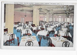 Atlantic City NJ Colton Manor Interior Dining Room Vintage Postcard - Picture 1 of 2