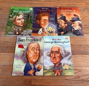 Lot of 5 Who Was Children's Nonfiction Chapter Books Biography What Goodall - Picture 1 of 1