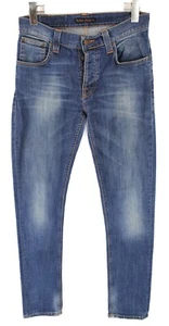 Nudie Grim Tim Organic Slub Ecru Embo Vaqueros W29/L32 Skinny Nuevo Botón - Imagen 1 de 12