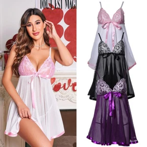 Sexy Lingerie Women's Lace Babydoll Sleepwear Chemise Underwear Outfit M-4XL - Picture 1 of 27
