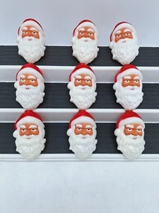Vintage Lot of 9 Santa Claus Head Blow Mold Plastic Christmas Light Covers - Picture 1 of 10