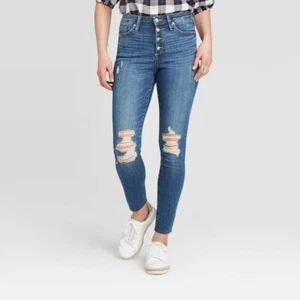 Damen-Hochhaus-Skinnyjeans - Universalfaden Medium blau 00 - Bild 1 von 1
