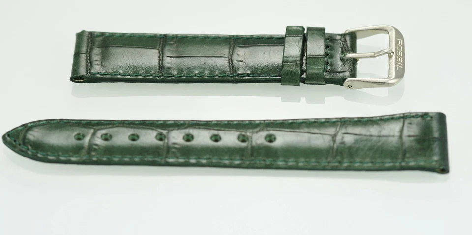 Pulseira de relógio de substituição de couro verde oliva aço inoxidável unissex Fossil 18 mm - Imagem 1 de 2