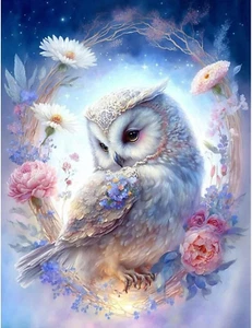 Diamond Painting Kits for Adults Owl Flower DIY 5D Full Drill Diamond12 X 16 Inc - Picture 1 of 11