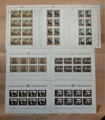 Lote 7 Folhas de Selo Vintage Furstentum Liechtenstein 1978 #660-662 & #706-709 MNH - Imagem 1 de 4