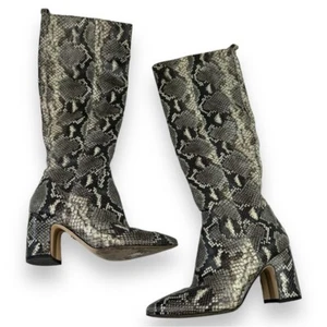 Sam Edelman Hai Snakeskin Knee High Leather Heeled Boots 7.5 - Picture 1 of 10