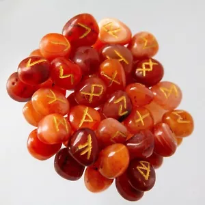 Karneelische Rune Kristallsteine Set Ältester Futhark Reiki Heilung Edelstein 25 Stck. - Bild 1 von 4