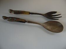 Vintage Silver Horn Phoenix Bird Alfred Haddad Lebanon Salad Serving Fork Spoon