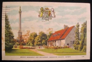Brocks Monument And Restaurant Queenston Heights Ontario Vintage Postcard 1950 O - Picture 1 of 6