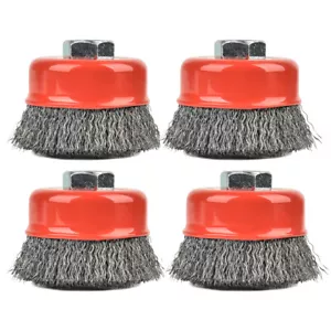 Aain Set 4 pezzi 3 pollici filo crimpato tazza spazzola ruota per smerigliatrici angolari 5/8"-11 UNC - Foto 1 di 9