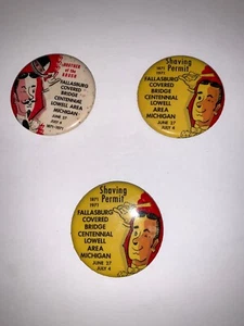 Lotto di 3 Lowell, MI Fallasburg ponte coperto permesso di rasatura centenario pinback - Foto 1 di 6