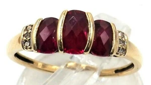 Ruby Ring 9ct Yellow Gold Fine Wedding Jewellery Band Size M - Picture 1 of 12