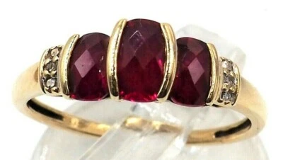 Ruby Ring 9ct Yellow Gold Fine Wedding Jewellery Band Size M - Image 1 of 4