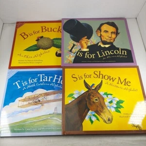 State Alphabet Book Lot Ohio, Illinois, North Carolina, Missouri Illustr HCDJ - Picture 1 of 9