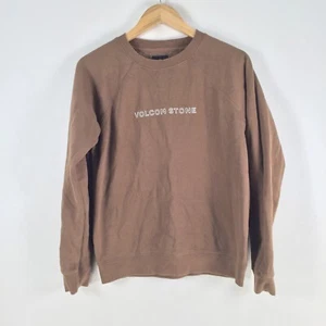Volcom womens jumper sweatshirt size 10 brown long sleeve crew neck cotton094353 - Picture 1 of 8