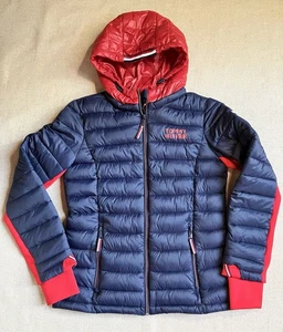 Tommy Hilfiger Women’s Puffer Jacket Lightweight Packable Navy Red - Picture 1 of 11
