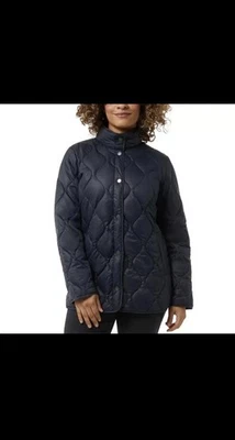 32 Degrees Heat Women's Quilted Snap Jacket, Navy, Size L - Image 1 of 4