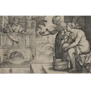 Georg Pencz Kleinmeister David und Bathseba Kupferstich 16. Jhd. Altes Testament - Bild 1 von 5
