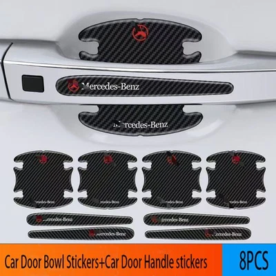8PCS For Mercedes-Benz Carbon Fiber Car Door Handle Bowl Film Protector  - Image 1 of 4