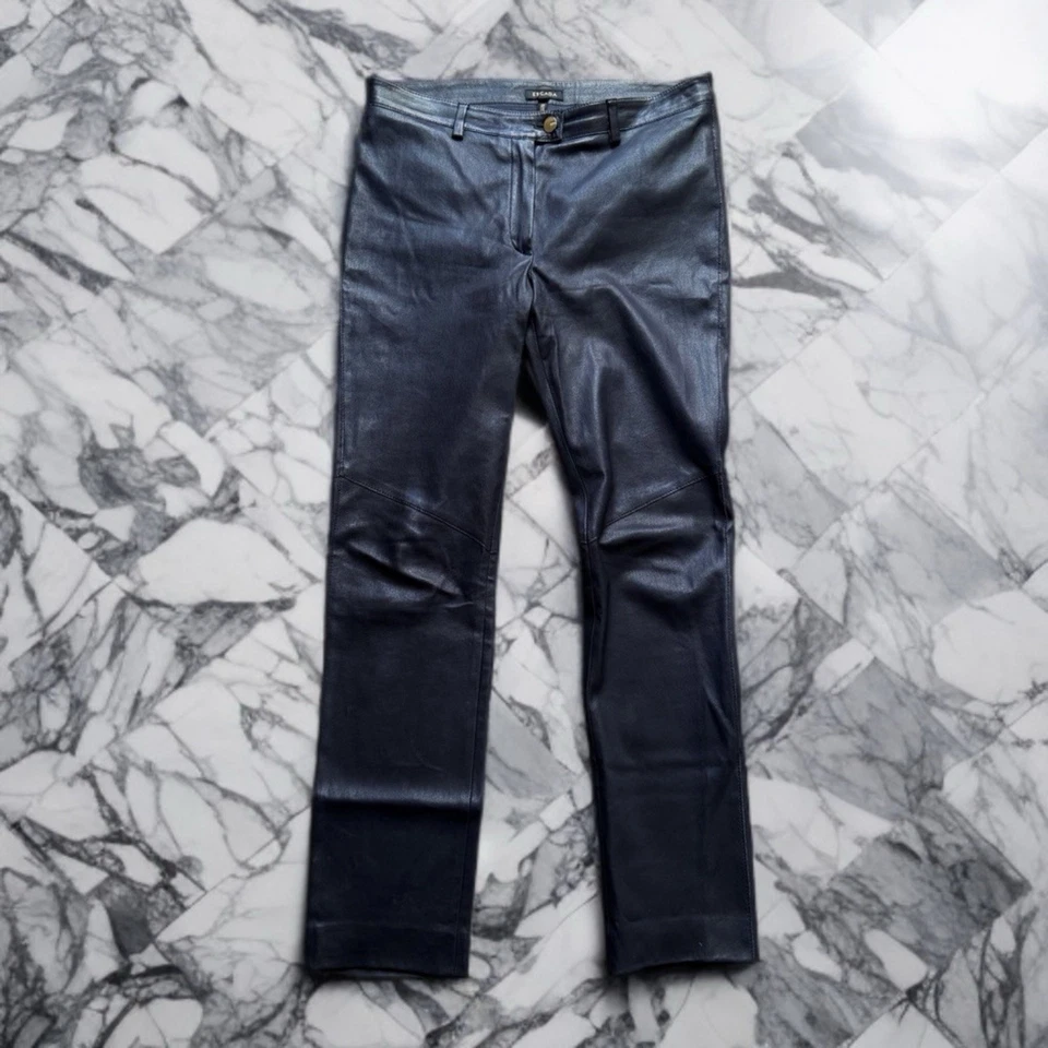 Pantalones de motociclista ESCADA de cuero de cordero para mujer M negros hechos en Polonia Foto 1 de 4