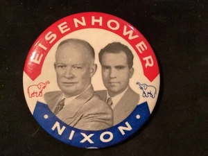 EISENHOWER/NIXON 1952 3 1/4 ZOLL POLITISCHER KNOPF - Bild 1 von 2