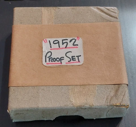 1952 US United States Mint PROOF 5 BU Coin Set in Original Box w/Cello & Tissue! Cover