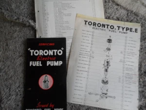 TORONTO ELECTRIC FUEL PUMP SERVICING BOOKLET, PARTS, PRICE LIST-1967 - Picture 1 of 5