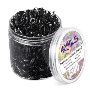 HOYOLS Black Elastic Hair Ties Rubber Bands Mini Polyband Soft Ponytail Holder f - Picture 1 of 5