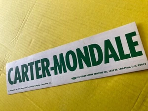 "CARTER MONDALE"  Bumper Sticker WHITE W/ GREEN LETTERS    12" X 3 " - Picture 1 of 2