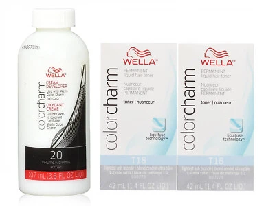 WELLA Color Charm T18  Lightest Ash Blnd Toner 2 pcs w/Color Charm 20V Dev 3.6oz - Image 1 of 3