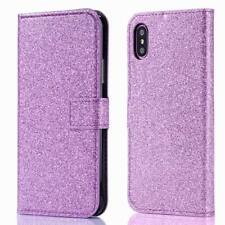 For Huawei P40 P20 P30 Lite Y5 Y6 Y7 Y9 P Smart Bling Plain Glitter Wallet Case
