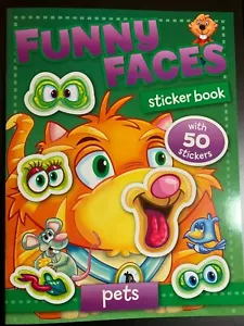 FUNNY FACES STICKER BOOK PETS WITH 50 STICKERS BRAND NEW FUN FOR KIDS! ANIMALS - Imagen 1 de 2