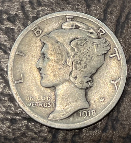 1918-D Mercury Dime VF /XF Cover
