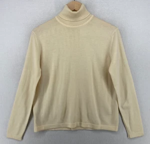 Vtg HENRI BENDEL Sweater S Extra Fine Merino Wool Turtleneck Ivory Italy - Picture 1 of 15