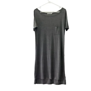 T by Alexander Wang Damen graues T-Shirt Kleid Kurzarm Tasche Gr. XS - Bild 1 von 6