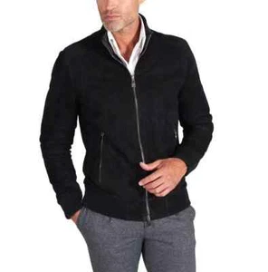 New Men Suede Jacket Black Bomber Leather Handmade Genuine Pure Lambskin Stylish - Picture 1 of 7