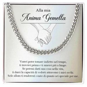 Collana Cubana Uomo Ragazzo Regalo compleanno lui - Cofanetto con DEDICA incluso - Foto 1 di 7