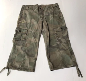Y2K Cargo Pants 32 Camo Capri Paratrooper Utility Grunge Skate Low Rise Hip Hop - Picture 1 of 14
