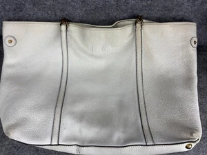 Dolce & Gabbana Leather Tote Handbag Women's Ivory Leopard Gold Chain Handles - Picture 1 of 9