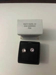 AVON Pretty Pastel CZ Stud Earrings Pierced PINK Silvertone Backing - Picture 1 of 3