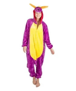 Dragon One Piece Unisex Jammies For Parties Purple Dragon Pajamas Adults Medium - Picture 1 of 6