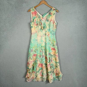 Sundance Silk Dress Womens 6 Floral ruffled sleeveless Boho Romantic Coquette - Picture 1 of 12