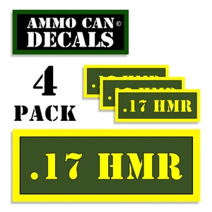 17 HMR Ammo Can Decaks Ammunition Ammo Labels Vinyl Stickers 3" wide 4 pack AG - Picture 1 of 1