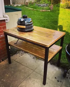 Bespoke BBQ Table Steel & Reclaimed Wood Ideal for Big Green Egg & Komado Weber - Picture 1 of 7