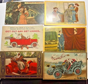 LOTE DE 6 POSTALES TEMPRANAS DE CHISTES Y COCHES - Imagen 1 de 4