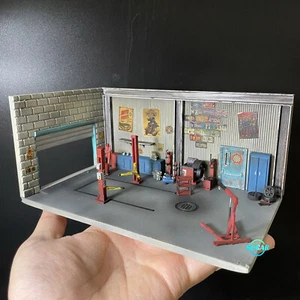 1/64 Diorama American Garage Miniature Scene Model DIY Auto Repair Factory Scene - Picture 1 of 30