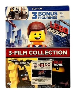 LEGO Blu-ray set: The LEGO Movie, Lego Batman Movie, Lego Ninjago +3 minifigures - Picture 1 of 3
