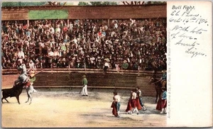 Postal taurina vintage escena plaza de toros "pelea de toros" / 1906 El Paso Cancelar - Imagen 1 de 2